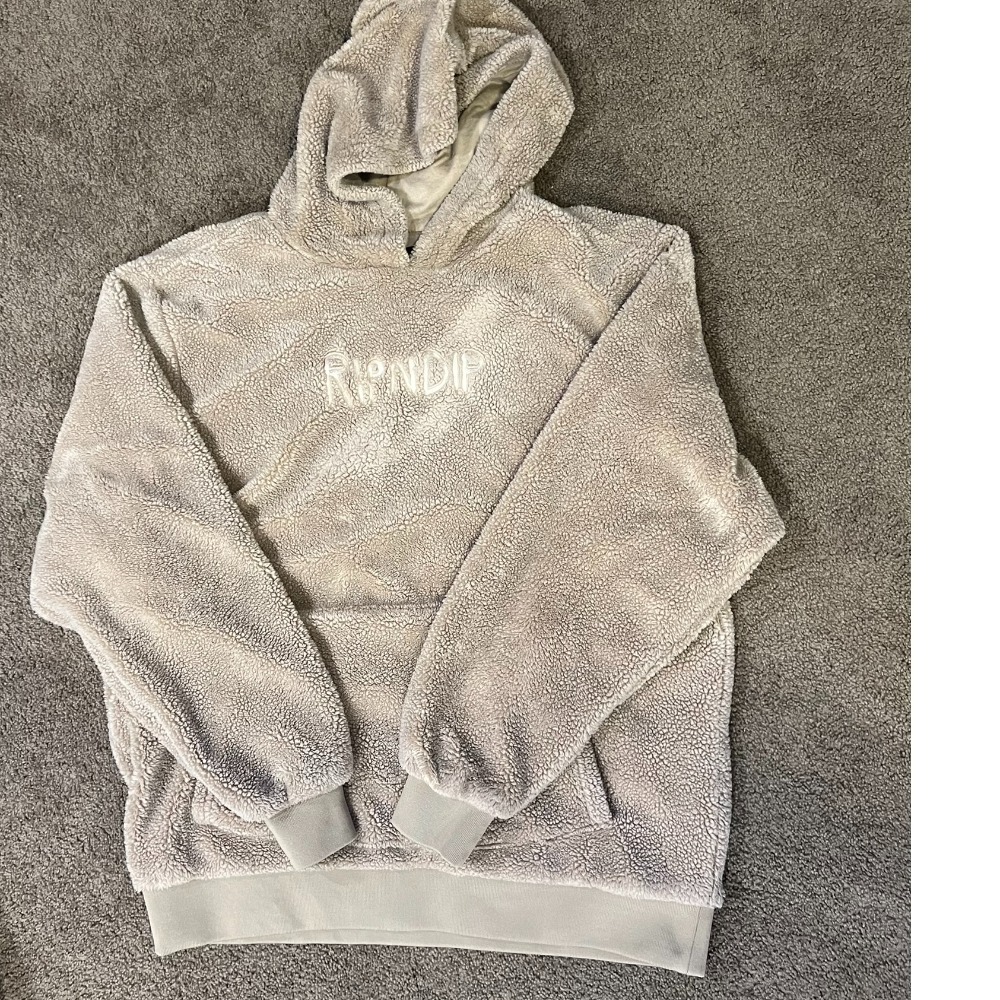 Ripndip Fuzzy‎ Sherpa Tan Brown Hoodie, Medium, Puffy Pullover, Cozy